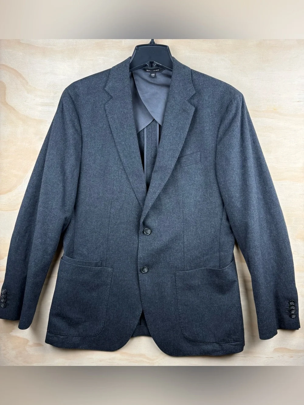 Banana Republic Slim Fit Blazer Men’s 40R Cotton Gray Patch Pocket 2 Buttons